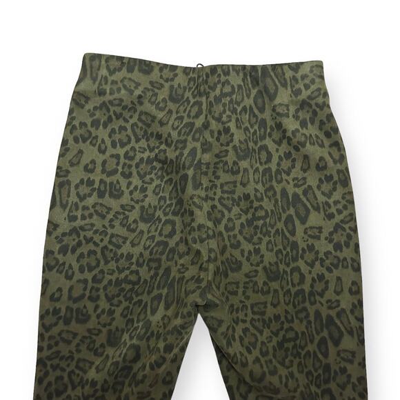ZARA Leopard Print Skinny Ponte Pants Banded Waist High Rise Green Brown Small - Picture 4 of 8